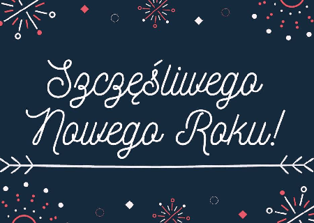 Granatowa kartka z napisem szczęśliwego nowego roku
